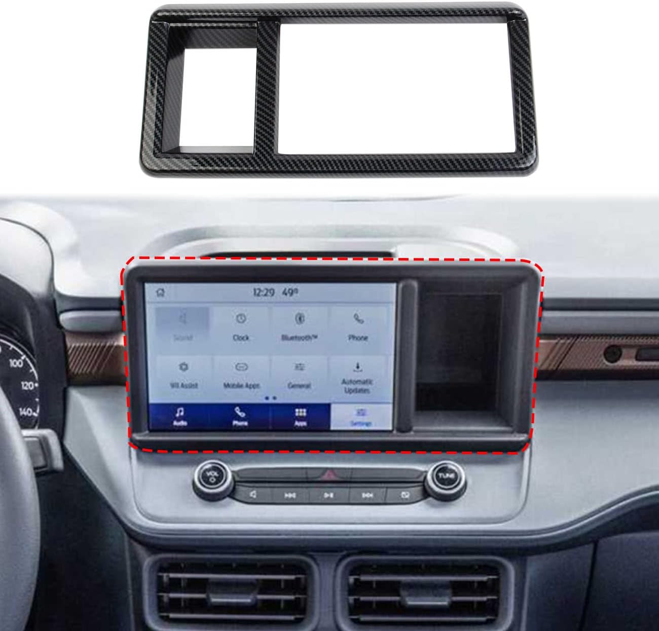 4pcs For Ford F150 2015-2018 Carbon Fiber Console Center Dashboard Cover Frame e