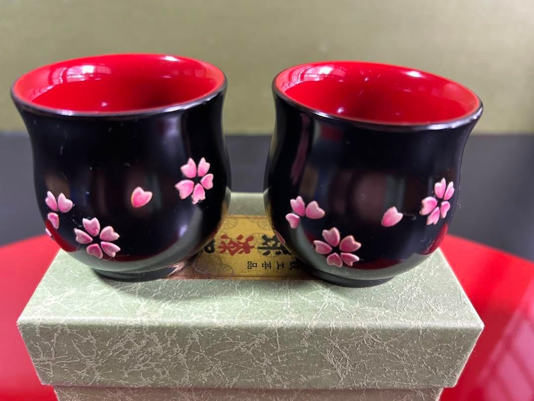 琉球漆器 おちょこ 桜模様 漆器 2個セット つぼみ ぐい呑 四季揃え