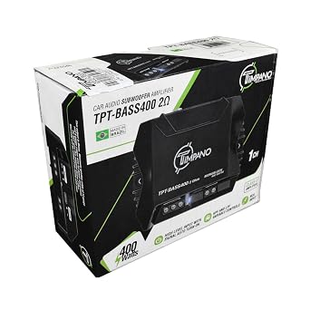 Timpano 400 Watts Mono Subwoofer Car Audio Amplifier TPT-BASS400 2 Ohm 12 Volts Mini Monoblock Class D Car Amp, Built-in Crossover & Bass Boost with High Level Inputs