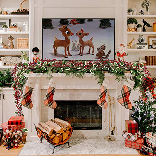 Dearhouse 7Ft Red Berry Christmas Garland With Pine Cone Garland Artificail Garland Indoor Outdoor Garden Gate Home Decoration For Winter Holiday New Year Decor #TOP3