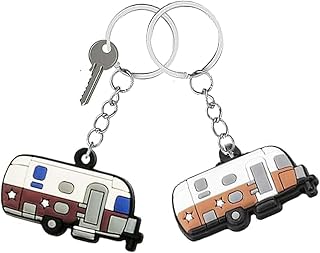 Camper Keychain Set, 2 Pack Happy RV Camping Trailers Keyring Couples Camping Gifts for Men Women Travel