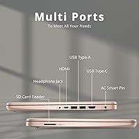 Vista 7 de Laptops HP de 14 pulgadas color oro rosa con Windows 11 - 32 GB de RAM - 192 GB de almacenamiento - Microsoft 365 - Procesador Intel Celeron N4120