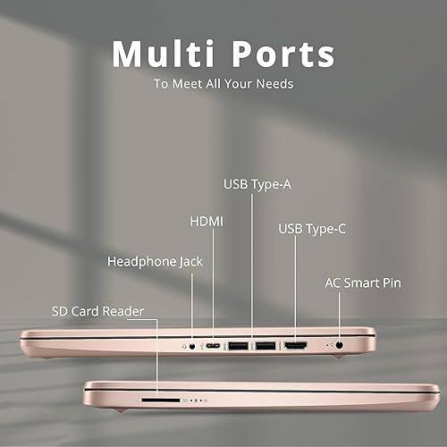Miniatura 7 de Laptops HP de 14 pulgadas color oro rosa con Windows 11 - 32 GB de RAM - 192 GB de almacenamiento - Microsoft 365 - Procesador Intel Celeron N4120