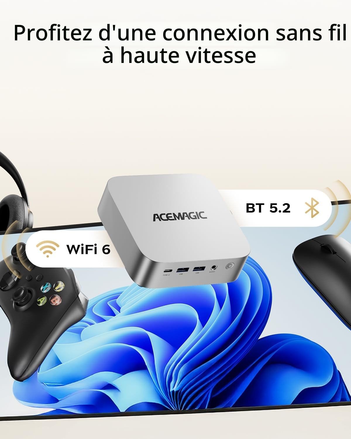 ACEMAGIC K1 Mini PC, Ιntel Core i5-12600H(12C/16T, jusqu'à 4,5 GHz),16 Go DDR4 512 Go SSD NVMe Mini Ordinateur Bureau, 4K UHD Triple écranWi-FI 6, Graphique Ιntel Iris XE, Buetooth 5.2