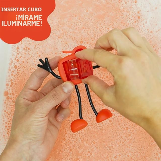 Foto 6 de 8 de Glo Pals Sammy - Juguete de baño activado por agua rojo con 2 cubos de luz reutilizables para juego sensorial