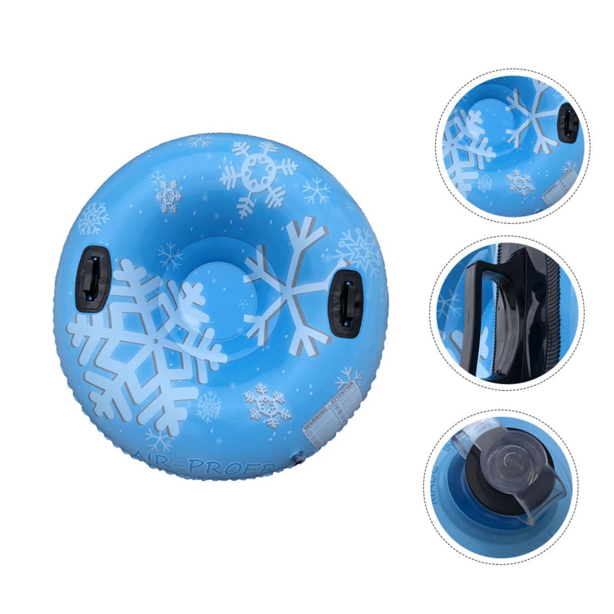 GLEAVI Aufblasbarer PVC Schneereifen Runder Verdickter Schneeschlauch mit Zwei Griffen Verschleißfest und Robust für Outdoor Winteraktivitäten