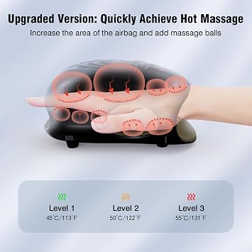 cotsoco Upgraded Hand Massager - 3Massage Sizes, Cordless Hand Massager with Heat & Compression for Arthritis and Carpal Tunnel, Relaxation at Home, Office, Outdoors, Gift for Men and Mom