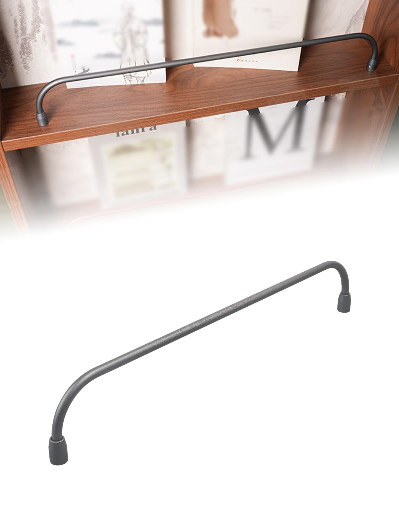Decorative Tipping Rail for Cabinets, Aluminum Shelf Guardrail Stopper for Wood Shelves, Wardrobe, Shoe Rack, Display(Grey,45cm/17.7'')