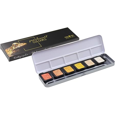 Finetec Artist Pearlescent, F0600, Watercolor Paint, Assorted Pearlescent Colors - 6 Color Set