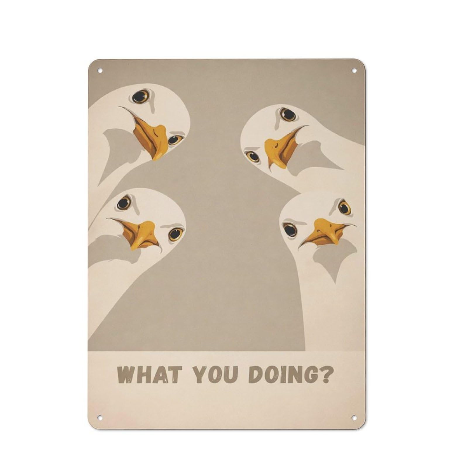 Junmoney Style-15 Tin Wall Plaque 40X30cm With Four Geese Asking What You Doing For Bar Or Restaurant, For Hospitality Decor Collectors