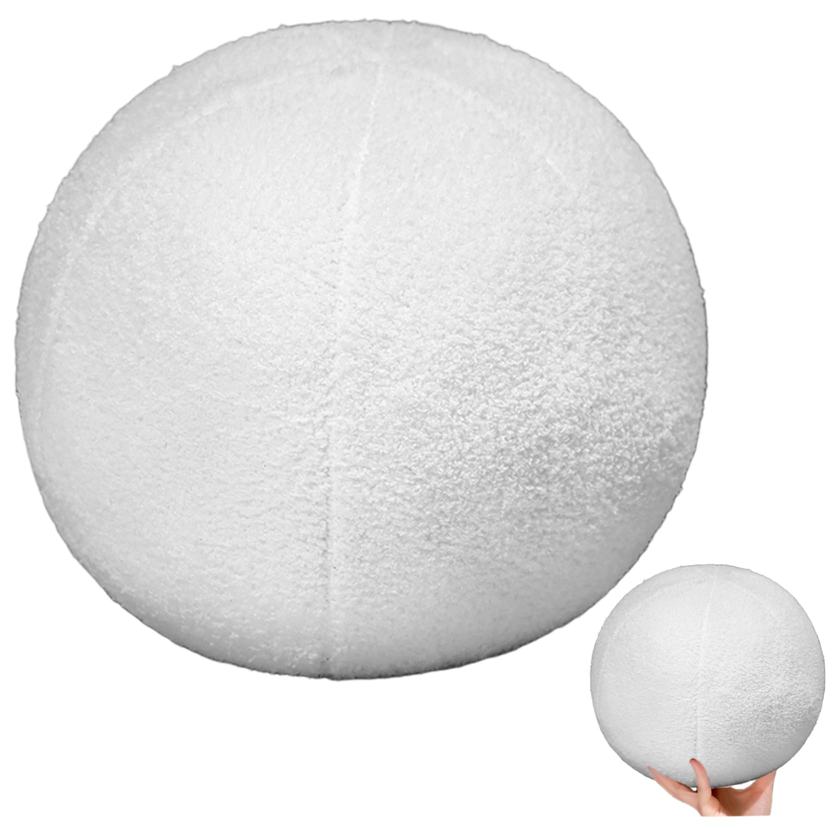 CAKEEYUM Round Pillow, 12in Sphere Soft Ball Pillow Decorative for Couch, Sofa, Bedroom, Office, Dorm, White Round, Ball, Sphere, Couch, Throw, Soft Throw Pillows