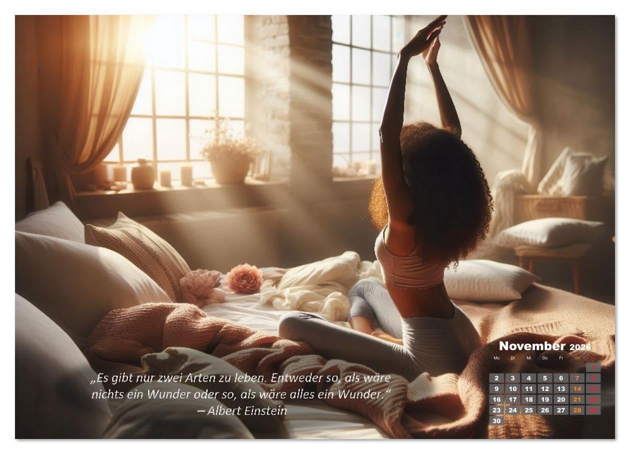 Mit Yoga ins Bett (hochwertiger Premium Wandkalender 2026 DIN A2 quer), Kunstdruck in Hochglanz: Ihr Kalender für Erholung, Entspannung und Achtsamkeit (CALVENDO Gesundheit)