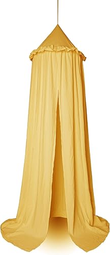 Miniatura 6 de MAMERIA - Dosel para cama infantil con volantes, cubierta de red de algodón para cuna de bebé, cortina para rincón de lectura, escondite colgante,