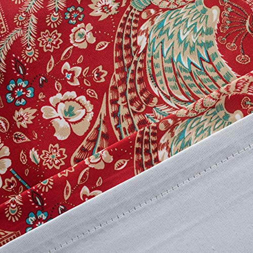 Driftaway Christopher Peacock Floral Pattern Thermal Insulated Blackout Window Curtain Valance Rod Pocket 2 Layers 52 Inch By 18 Inch Plus 2 Inch Header Red #TOP3