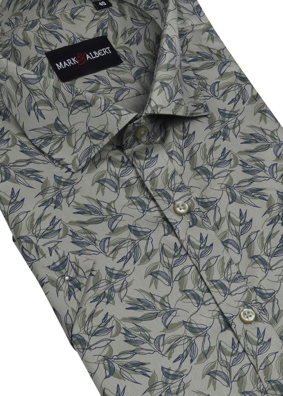 Image of MARK & ALBERT Men's 100% Cotton Printed Half Sleeves Regular Fit Shirt for Men