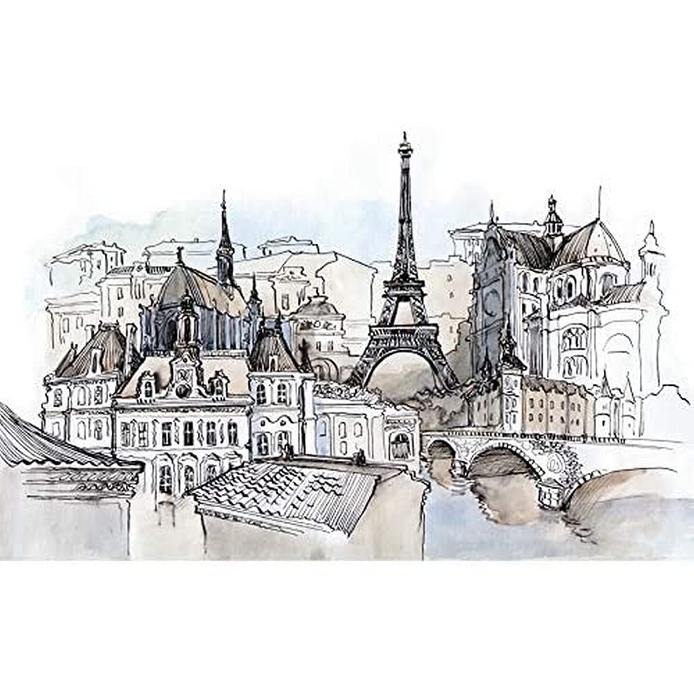 France Ink Drawing Paris Unframed Art Print Poster Wall Decor 12x16 inch
