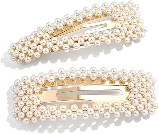 Pearl Hair Clips Gold Snap Hairpins Alligator Barrettes Women Girls Wedding Headpiece Her Valentines Outfit Decor Accessories Back School Mother’s Day Gift Large
