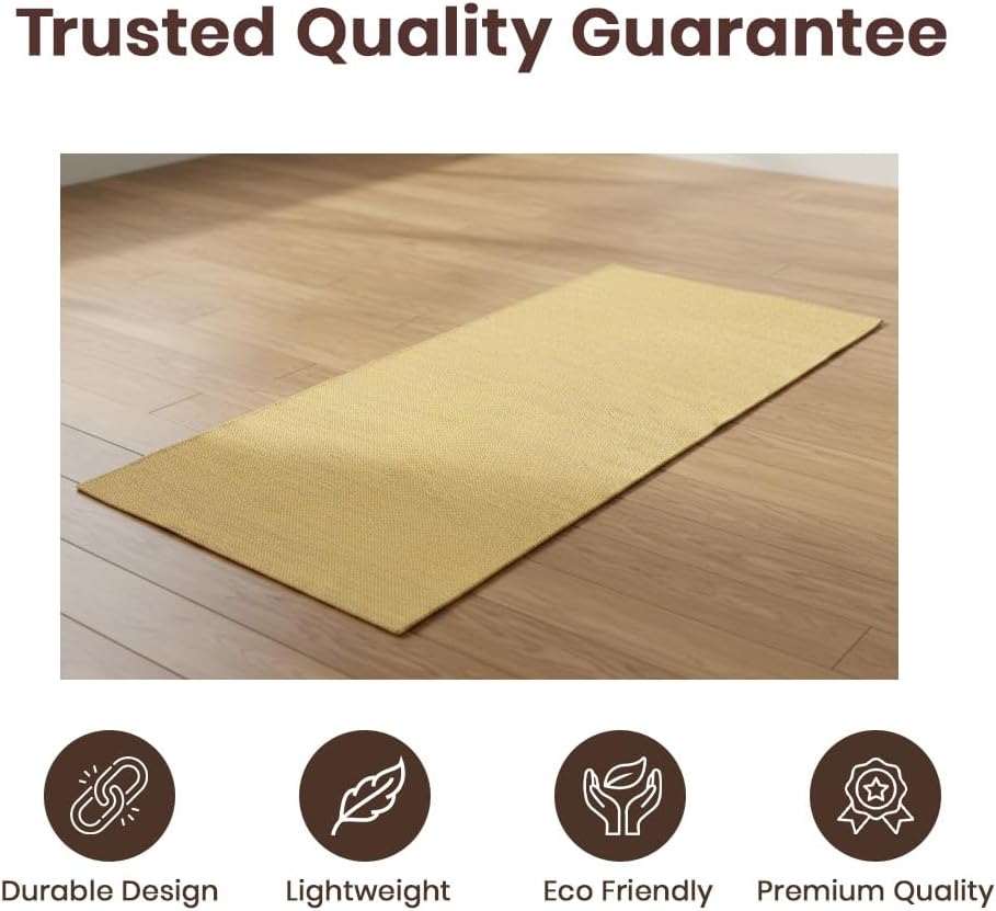 LFH Home Handmade Cotton Yoga Mat Cotton Rug picnic mat For Exercise, Workout, Fitness - Perfect Heavy Quality Eco Friendly Natural Cotton Woven Reversible Yoga Mats for Men & Women - 72x26 Inch.