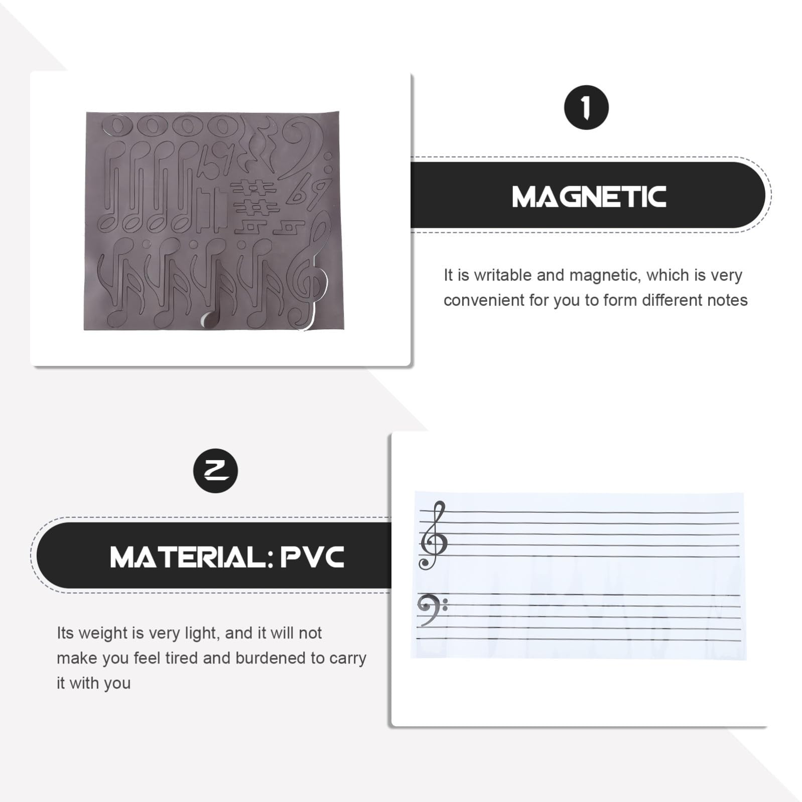 Adesivi Magnetici per Note Musicali in Pvc Scrivibili, Leggeri per Esercizi Musicali e Performance di Insegnanti e Studenti di Pianoforte