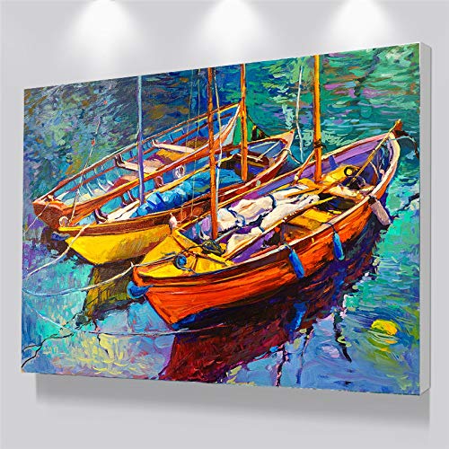 Art mural bateau abstrait aquarelle pour habiller un mur vide et illuminer une pièce sombre