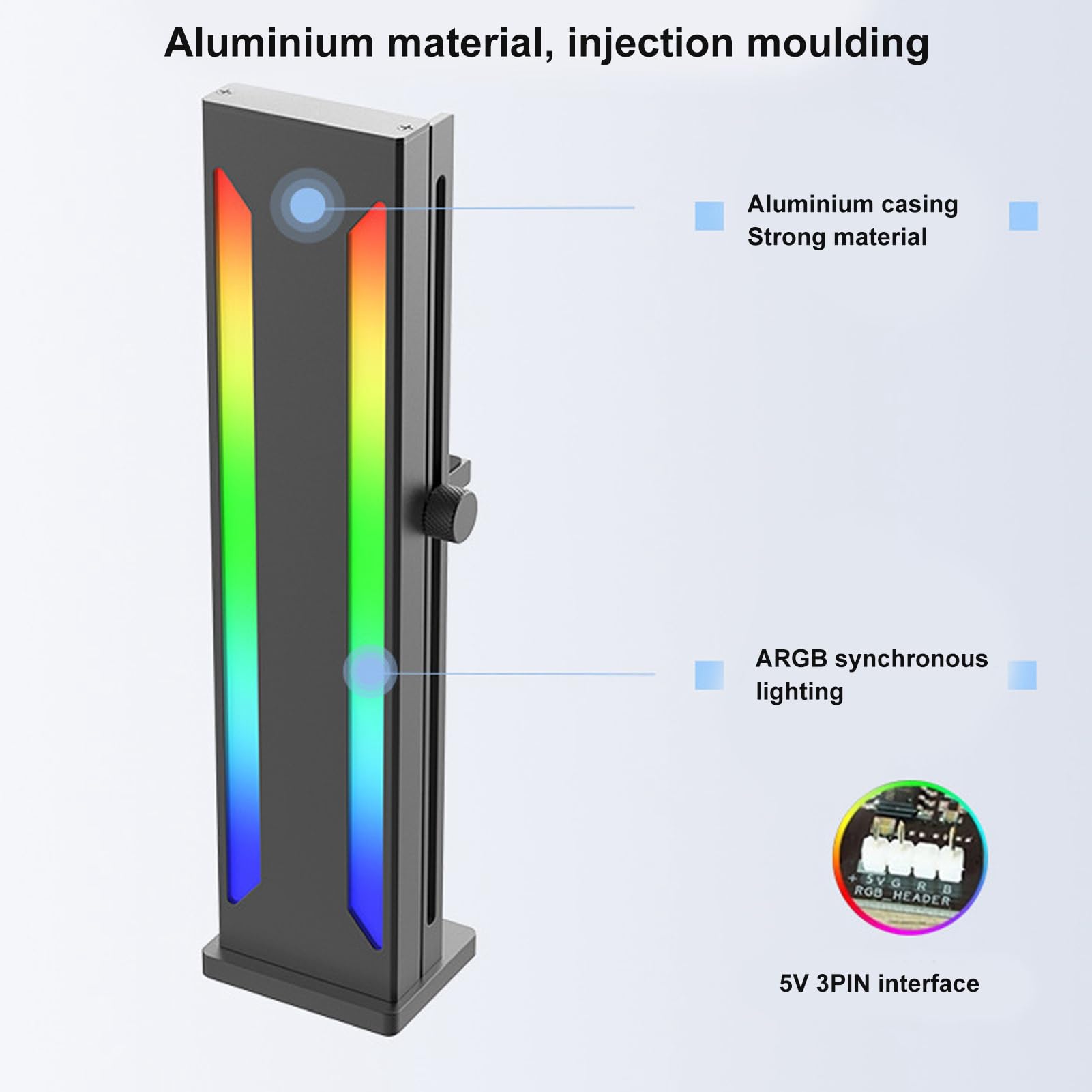 Staffa di Supporto GPU ARGB Base Magnetica in Lega di Alluminio Supporto GPU Regolabile Scorrevole per Scheda Grafica Desktop Forte Supporto per PC da Gioco (Negra)