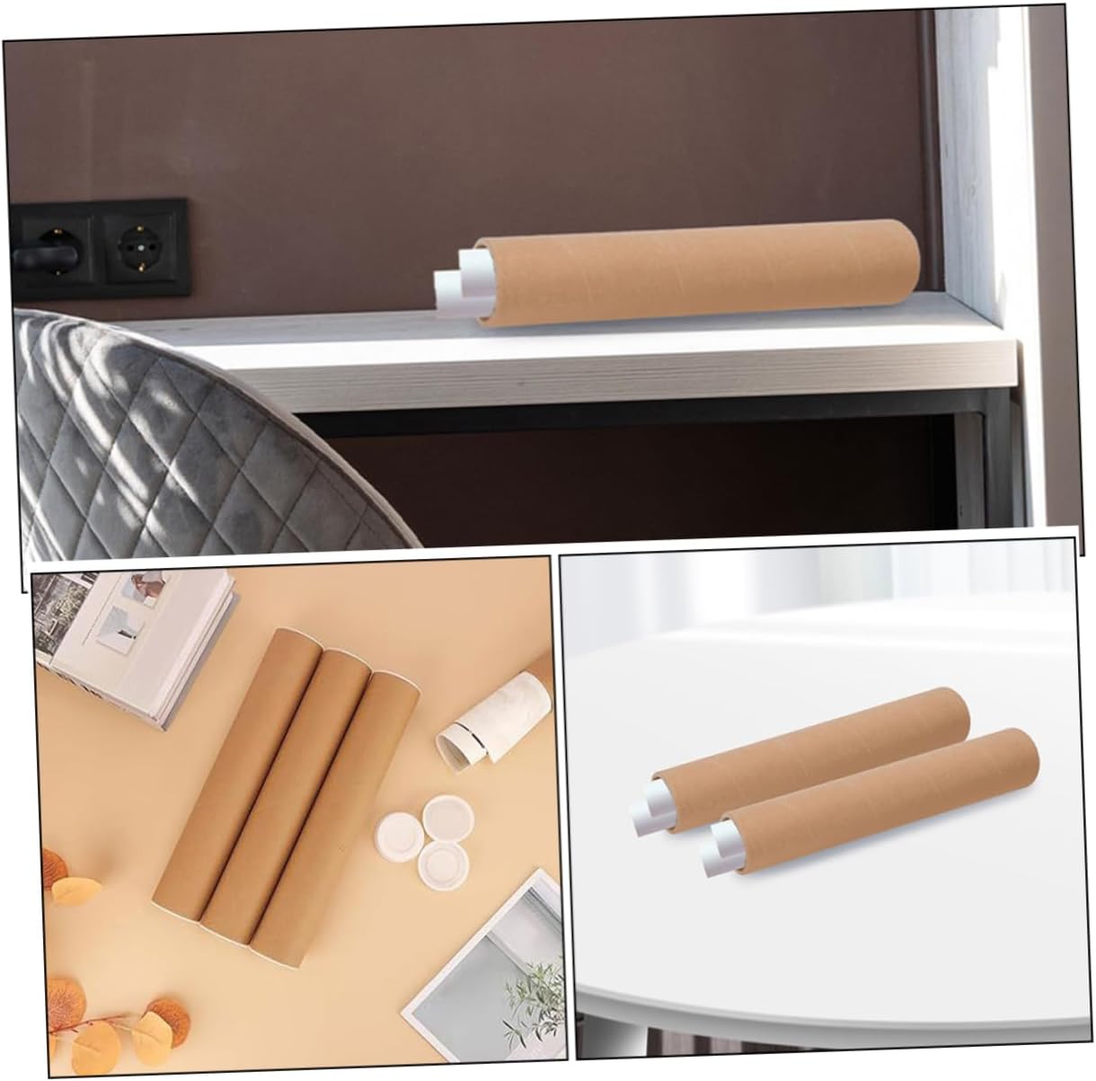 2Pcs Mailing Tubes with End Caps Poster Storage and Transport Tubes for Artwork Maps and Documents Lightweight Secure Packaging for Shipping