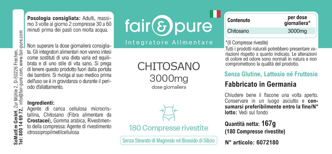 Fair & Pure® - Chitosane 3000mg dose journalière - 180 comprimés pelliculés