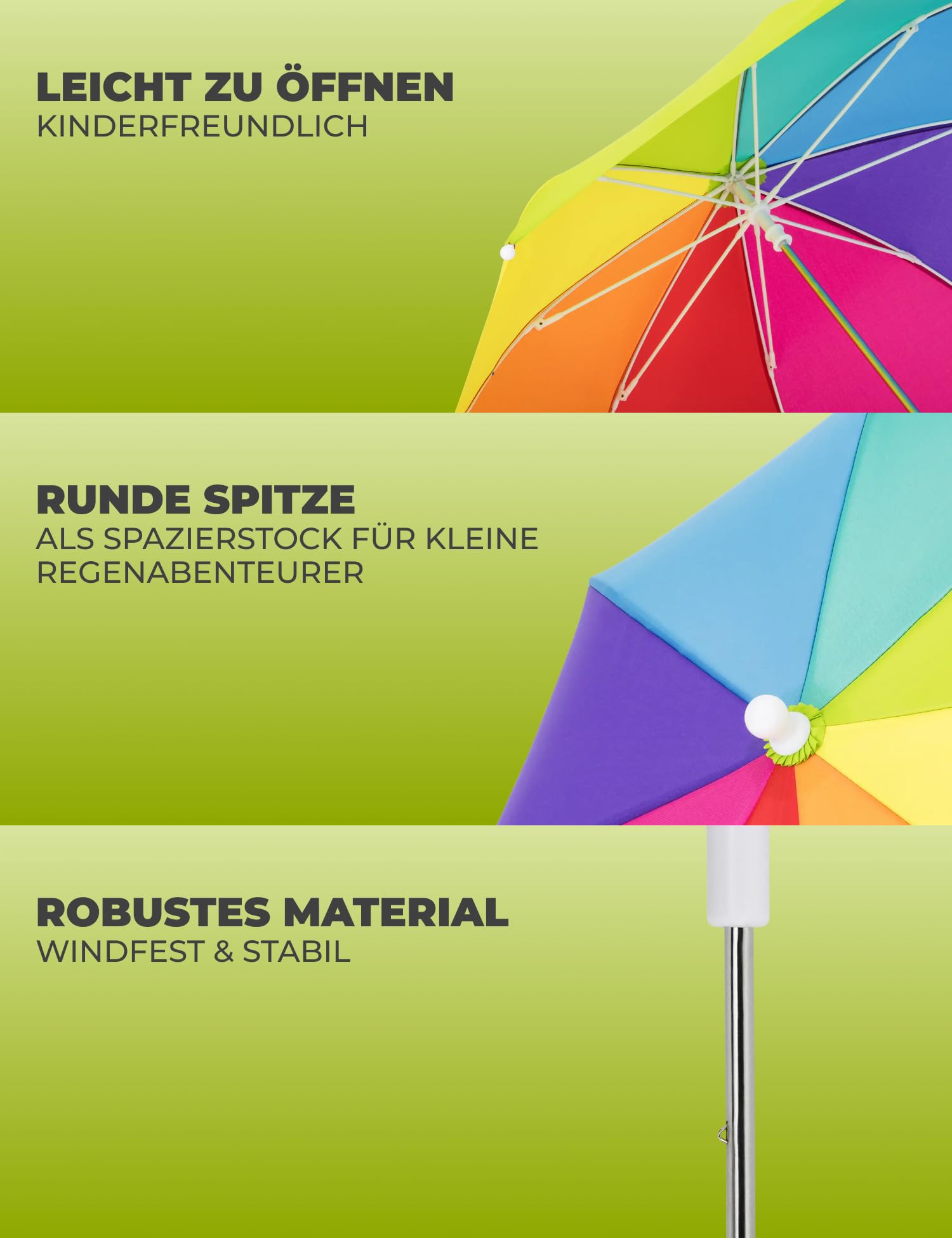 STYNGARD Regenschirm Kinder - Stockschirm Kinder Regenschirm - Kinder Regenschirm Mädchen & Junge - Kinderschirm Modell BERLIN