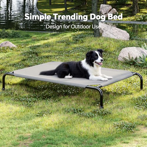 Simple Trending Raised Dog Bed for Large Dogs, Waterproof XL Dog Cot, Outdoor Cooling Elevated Pet Bed Load 200lb, 47.75" x 30.5", Grey - Image 7