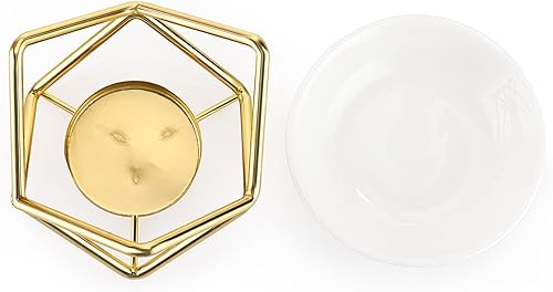 Miniatura 4 de JuxYes Calentador de cera de metal europeo, delicado y romántico portavelas de cerámica, calentador de fragancia, difusor de cera de aromaterapia