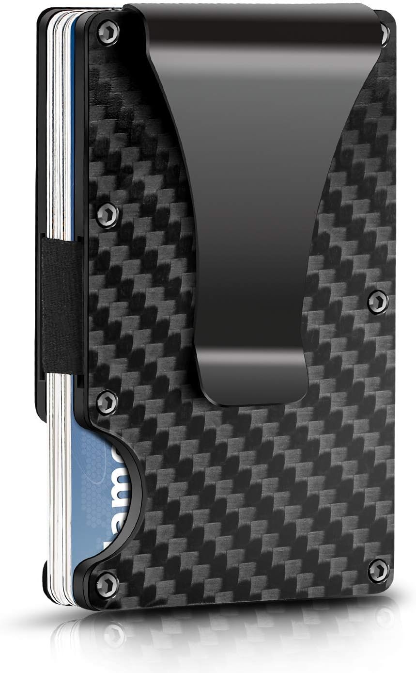 Carbon Fiber Mens Wallet,Slim Wallet RFID Blocking Front Pocket with Gift Box Card Holder Travel Wallet Money Clip for Men Card Wallet Credit Card Protector
