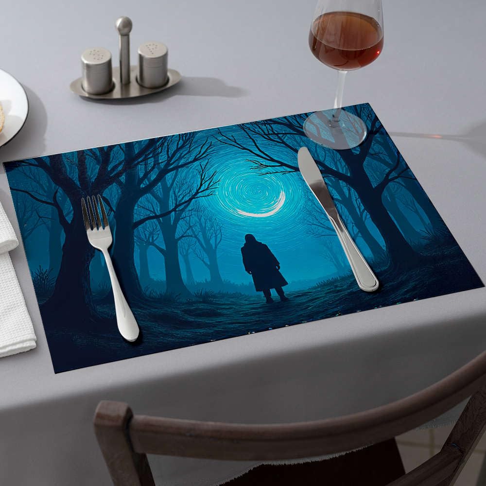 Set de table de Pâques eviter les taches decor foret sombre mystique lavable