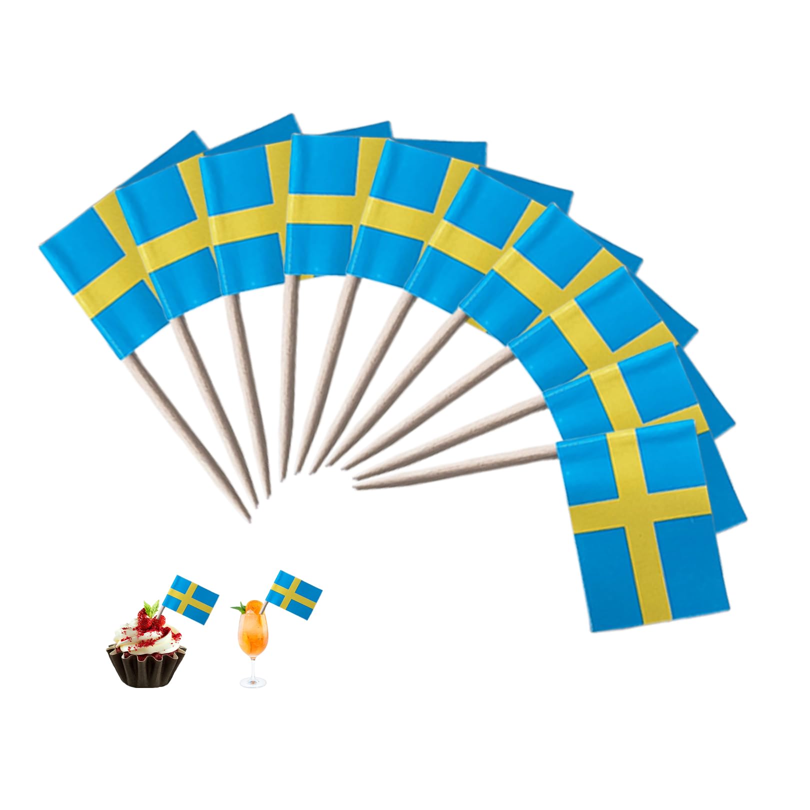 100 Bandierine Per Stuzzicadenti Con Bandiera Della Germania – Mini Decorazioni Per Cocktail, Cupcake, Torte, Antipasti – Per Feste A Tema, Compleanni, Eventi Sportivi – 3,5x2,5 Cm, Bastone 6,5 Cm - 2