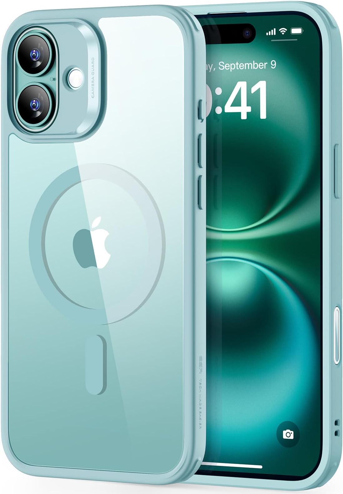 ESR for iPhone 16 Plus Case, Compatible with MagSafe, Shockproof Military-Grade Protection, Magnetic Phone Case for iPhone 16 Plus, Classic Hybrid Case (HaloLock), Clear Green