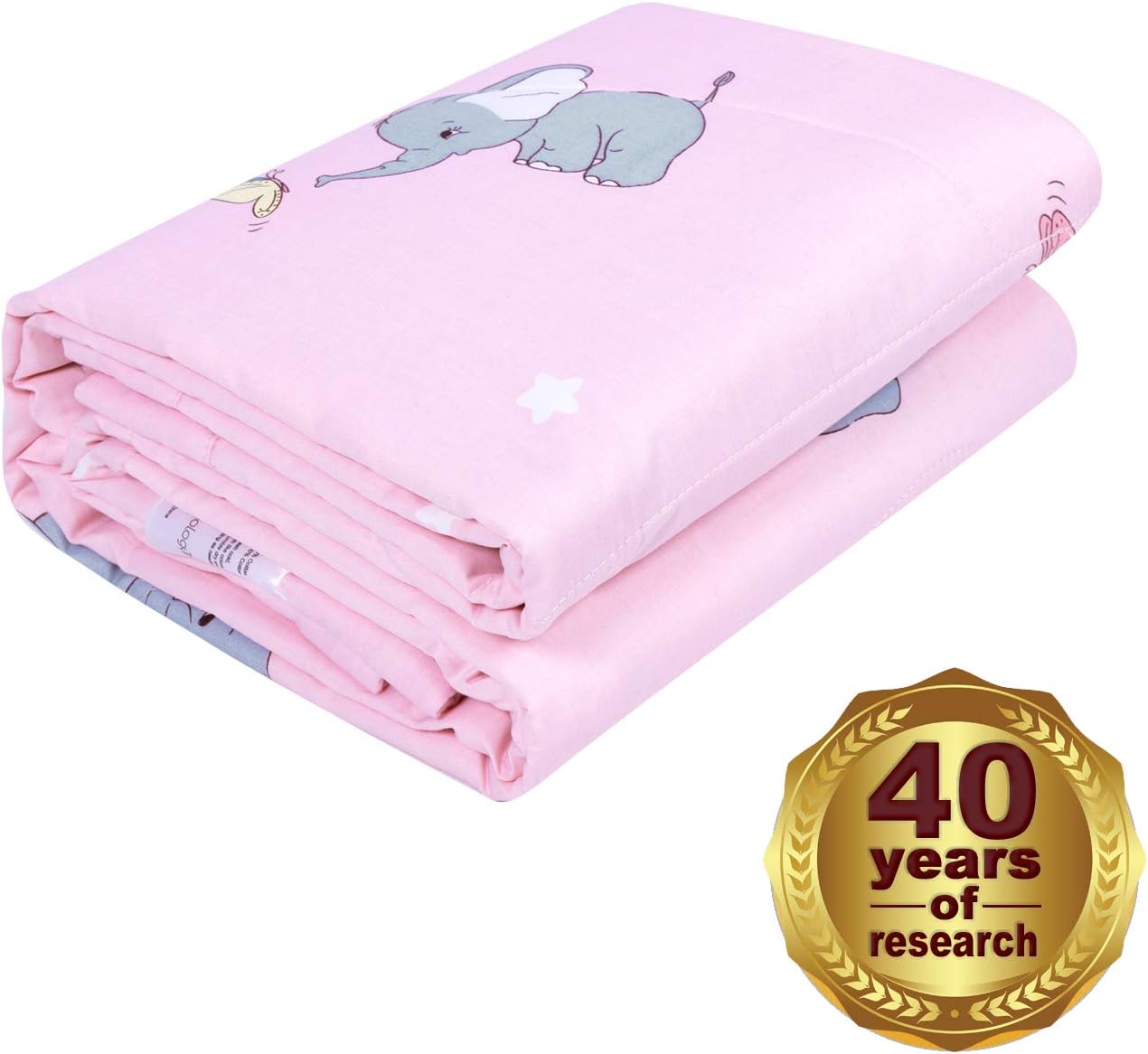 100% Cotton Toddler Quilt, Lightweight & Hypoallergenic Cool Baby Blanket - Soft Crib Comforter for All Seasons, Decoration Gift for Girl - Cute Animal Pattern, Pink Baby Elephant, 47x39