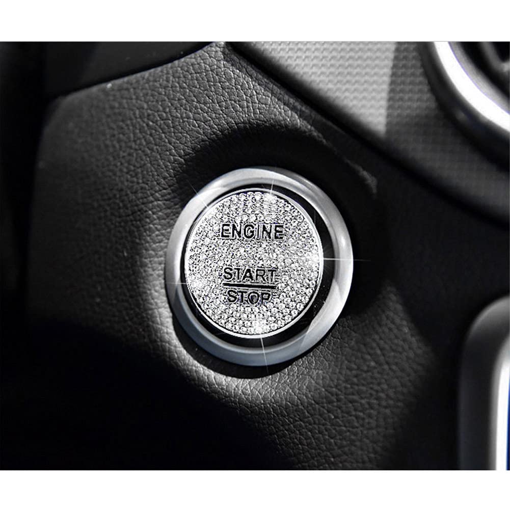 Thor-Ind Bling Crystal Engine Start Stop Button Cover Push Start Button Cover Fit for Mercedes-Benz C E S M CLA CLS CLK GLA GLC GLE GL SL Class