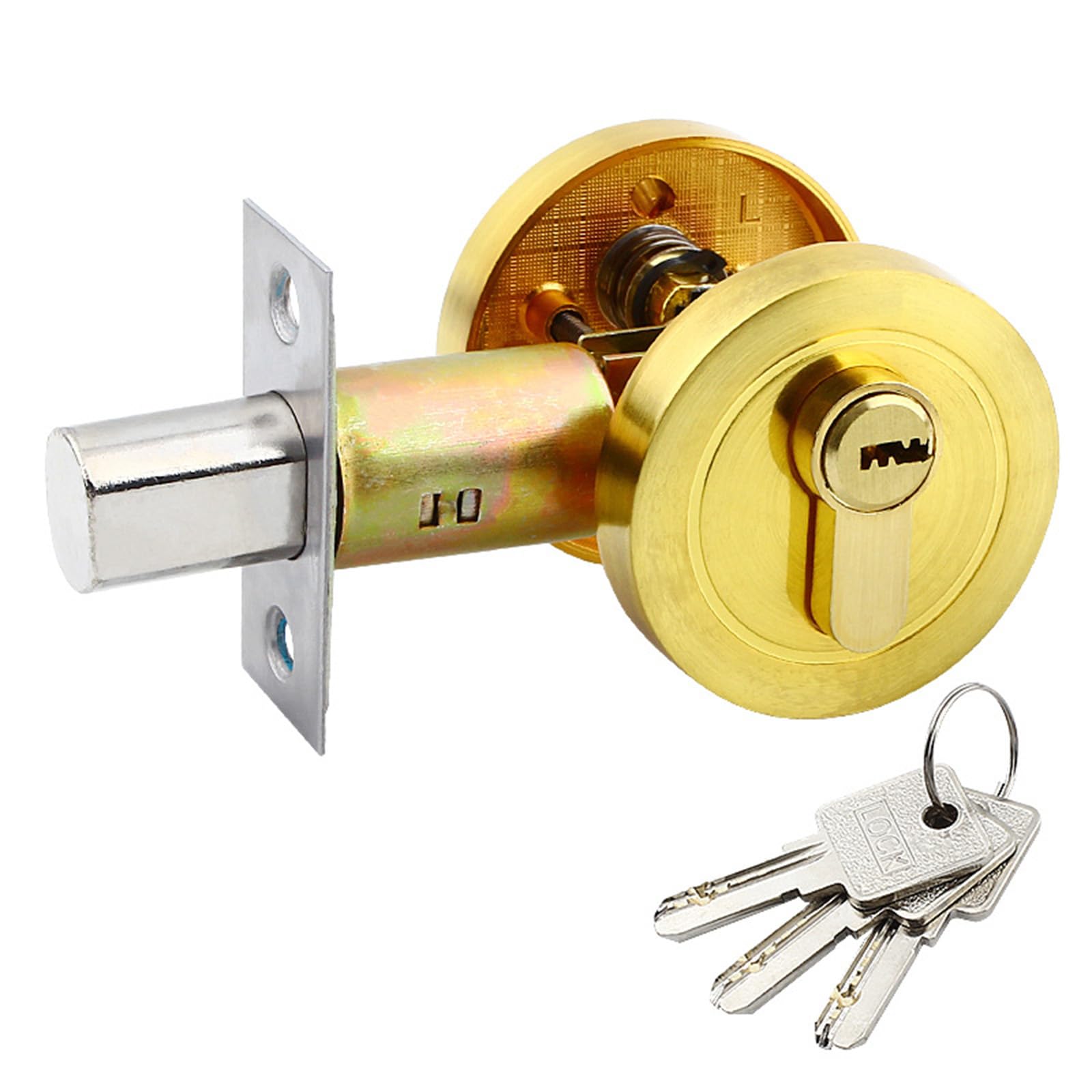 Single Cylinder Deadbolt Round Door Entry Heavy Duty Stainless Steel 35 50mm Front Bathroom Bedroom