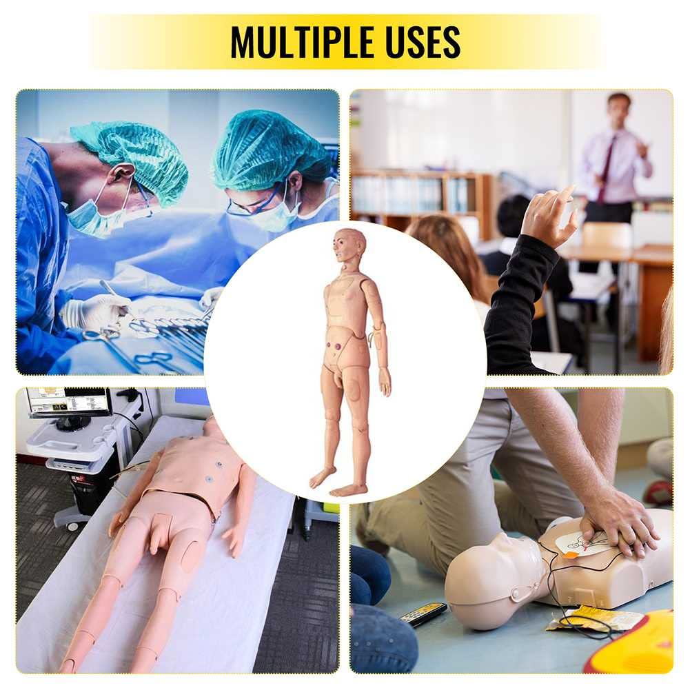 Maniquí de Enfermeria, Maniqui Practicas Enfermeria con Bata Paciente y Módulo Inyección para Practicar Cuidados Básicos Presión Simple Pecho Dedicado Docencia Formación