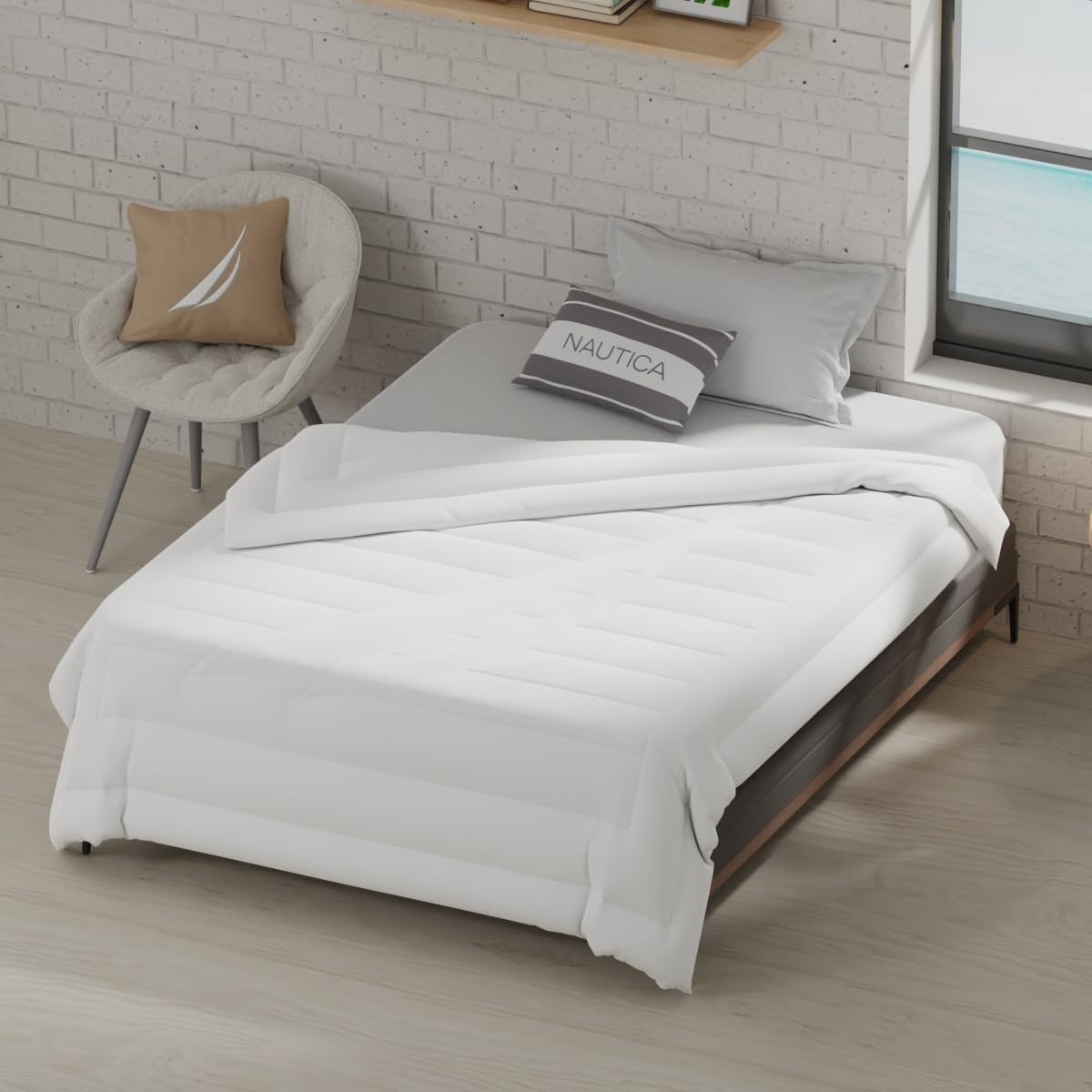 NAUTICA Ultra Soft Luxurious Comforter for All Weather -1pc Single Size (Signature) | 110GSM | Anti-Microbial Protection Solid-White-picture-17