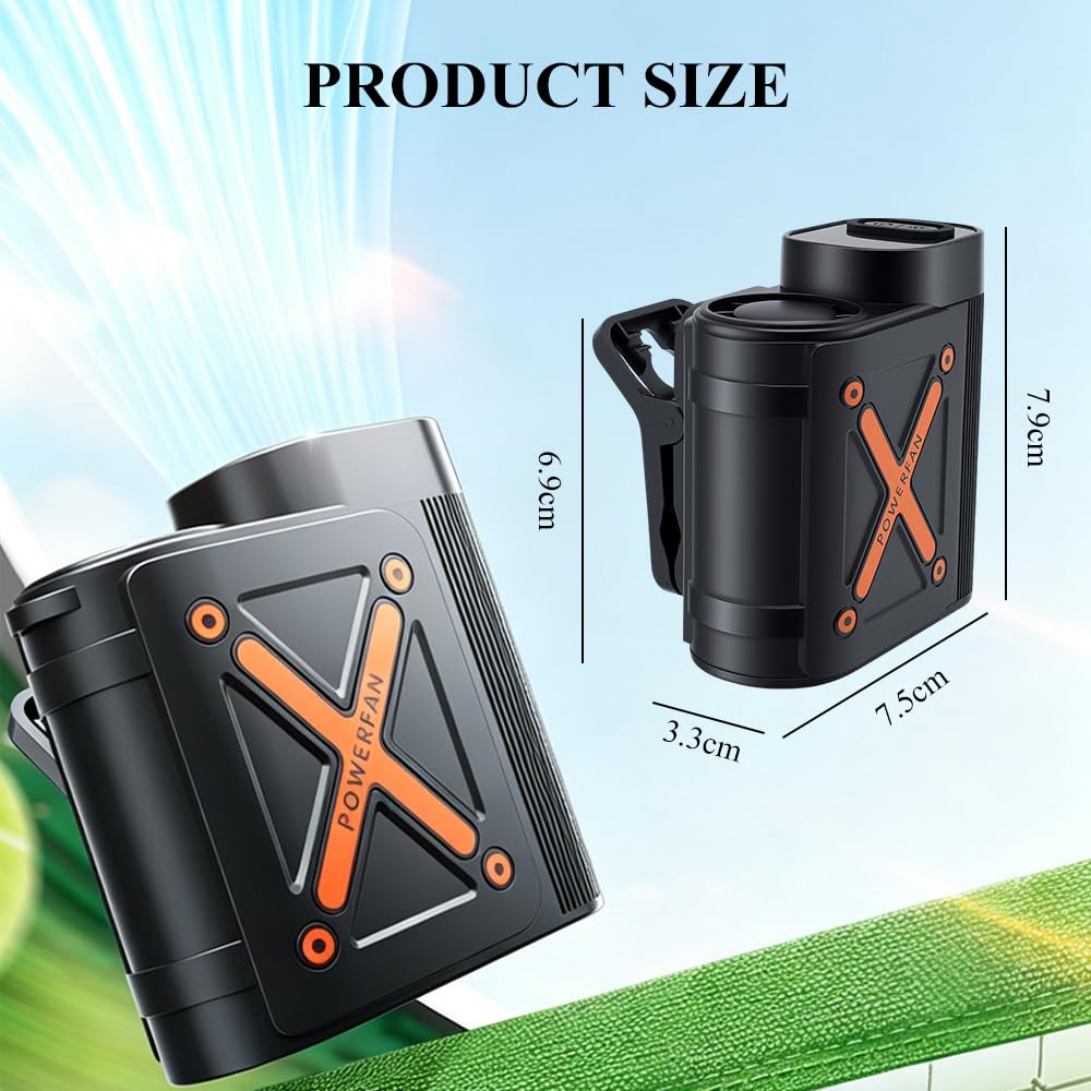 Ventola con Clip in Vita,Ventilatore da Cintura,40000 giri/min,Ricarica USB, da Collo, a Mano, Clip per Vita, Clip per Ombrello,Portatile Ricaricabile per Sport all'aria Aperta