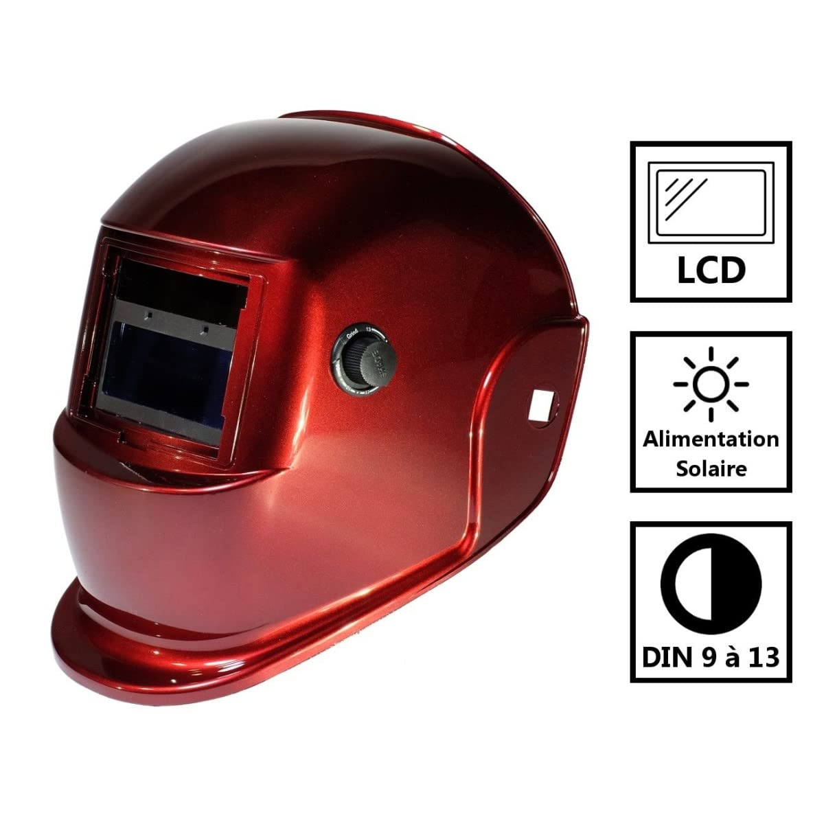 AWELCO - Cagoule de Soudage Automatique Casque LCD Solaire pour Soudure MIG/MAG, MMA, TIG - Teinte Variable DIN 9 à 13 - Protection Oculaire Arc Électrique