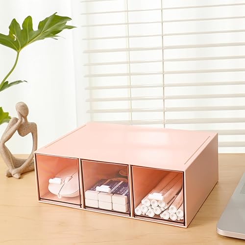 Miniatura 2 de Organizador de plástico con 3 cajones para almacenamiento de cosméticos, organizador de escritorio, organizador de maquillaje para esmalte de uñas,
