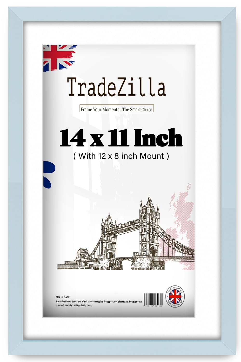 TradeZilla ® | Large Light Grey Picture Frame (35.56 x 27.94 cm) Photo Frame with 30.48 x 20.32 cm White Mount | 14 x 11 for Wall Poster 355.6 x 279.4 mm [ Light Grey ] — image 1