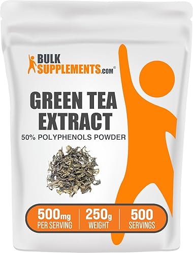 BulkSupplements. com Extracto de té verde en polvo (50% polifenoles) - Suplemento de té verde para apoyo antioxidante - Sin gluten - 500 mg por