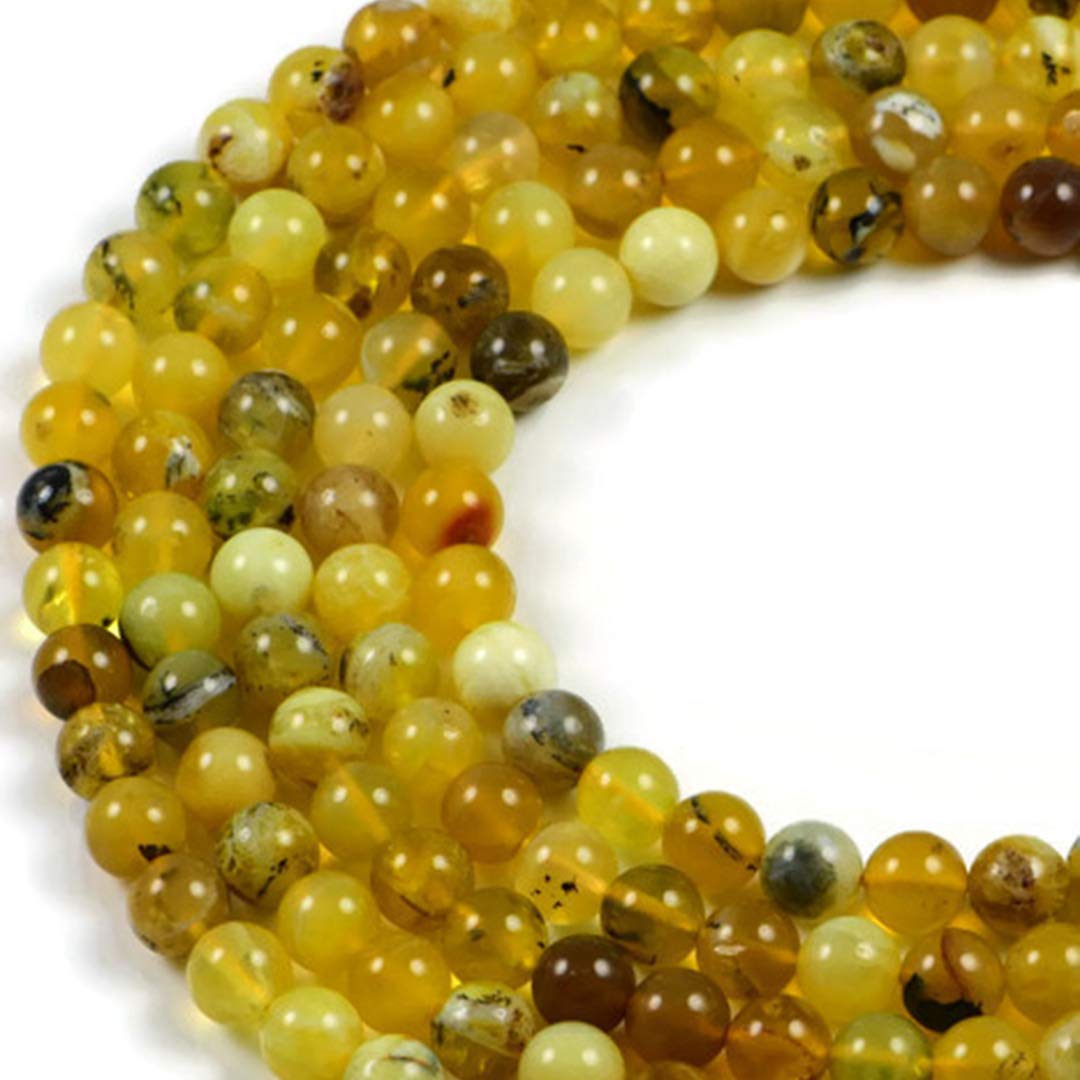 AqBeadsUk Semi Precious Beads Premium Genuine Natural Yellow Opal 8mm Round Gemstone 15 Inch Strand Beads for Jewellery Making — image 1