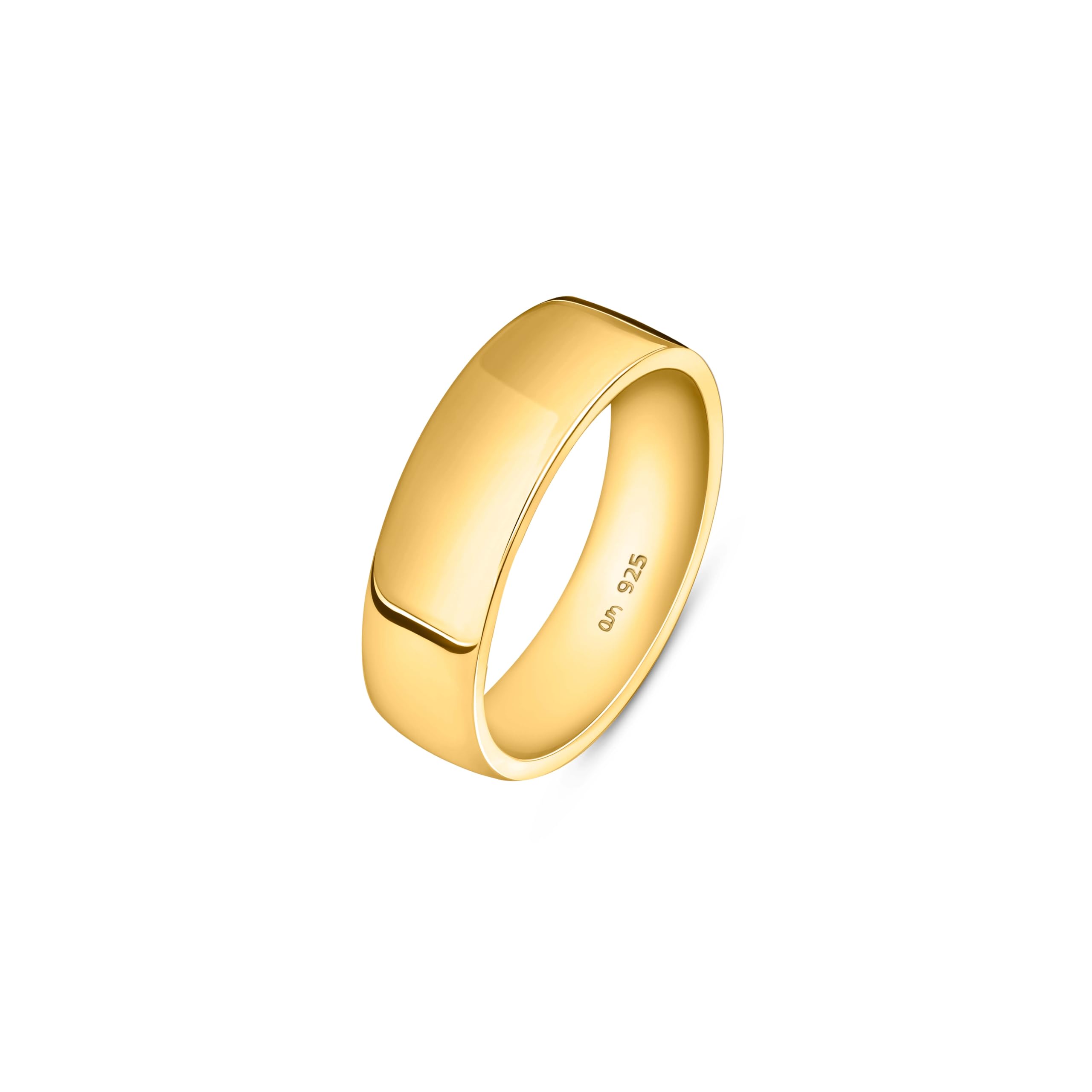 Amberta Alliance pour Homme en Argent Sterling 925 ou Plaqué Or | Bague Homme Argent Massif Poli Pouce Largeur 5 6 8 mm Bague de Mariage Simple