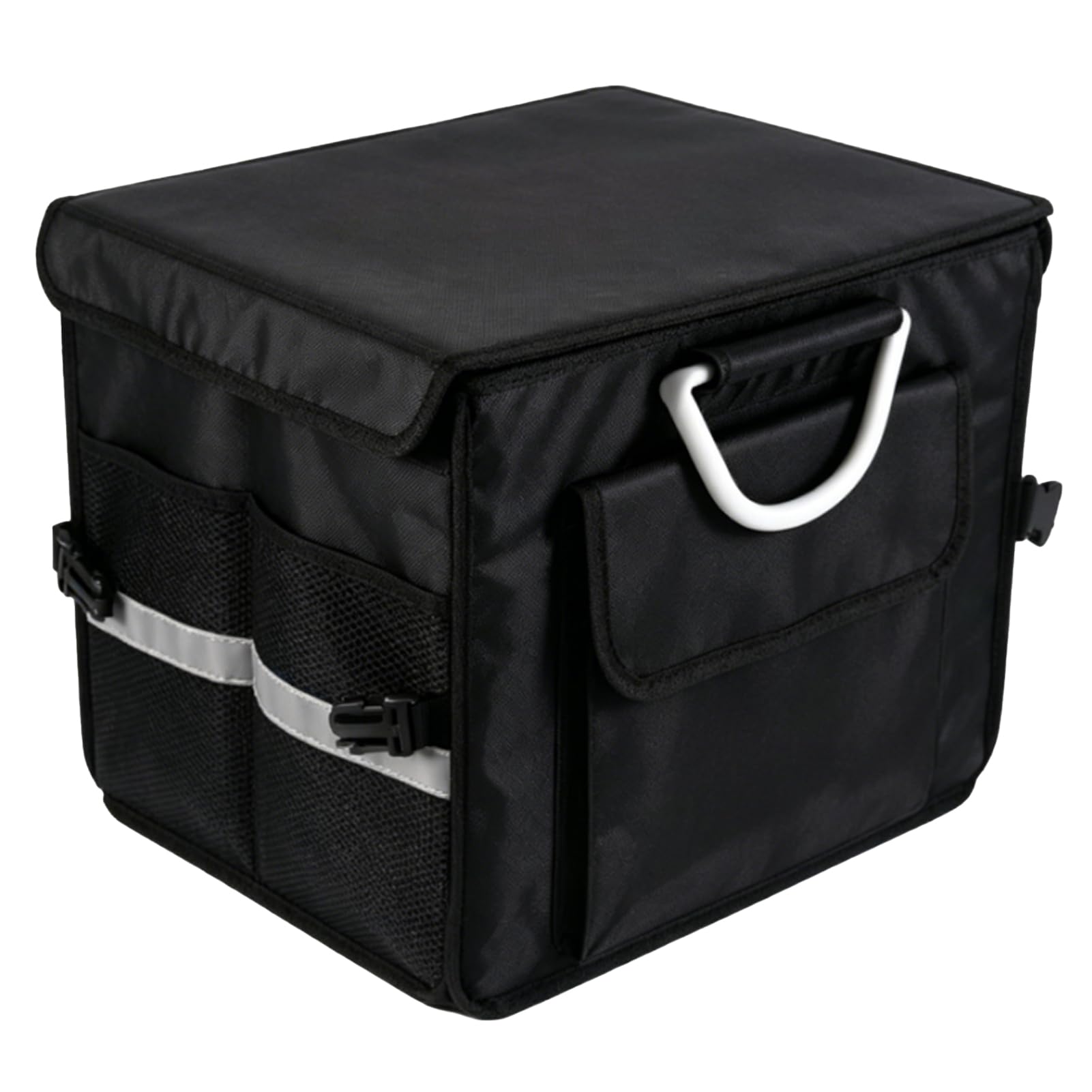 Cocoarm Petit Organisateur de Coffre, Organisateur de Coffre de Voiture Pliable de 28 L avec Couvercle et Poignée, Boîte de Rangement à 3 Compartiments, d'épicerie Pliable pour Siège Arrière de