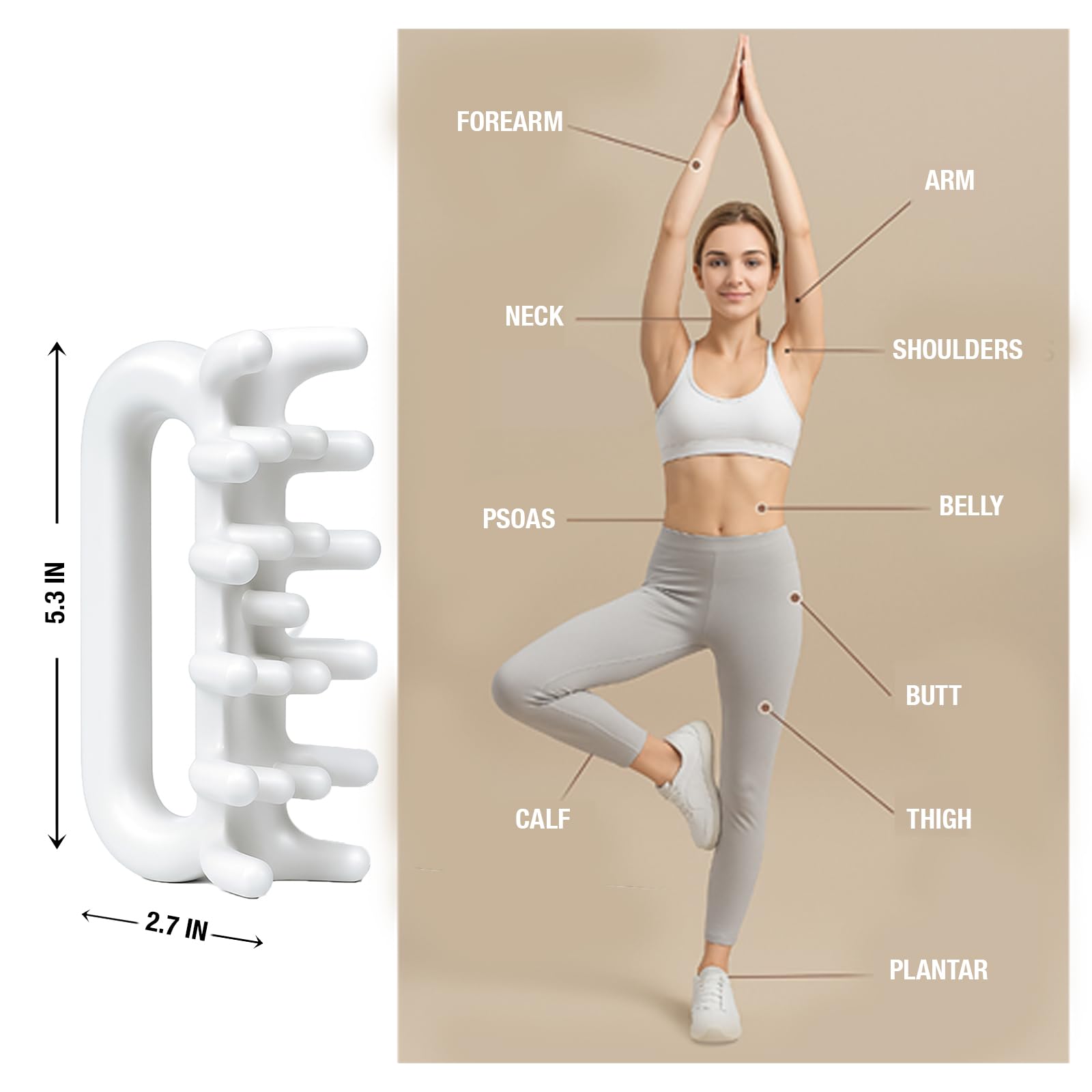 Herramienta de masaje de fascia, herramientas de masaje de punto de activación, antiblaster, herramienta de masaje para celulitis, herramienta de masaje para alcanzar tejido miofascial profundo en