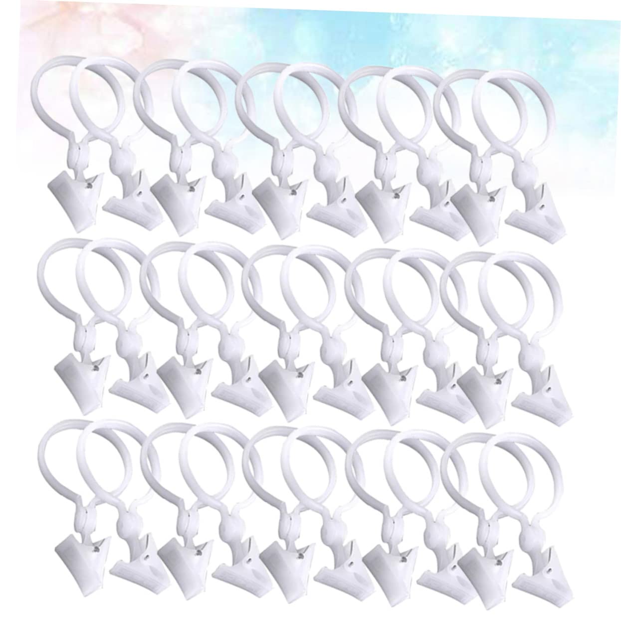 HOODANCOS 30pcs Plastic Shower Curtain Clips Easy-Install Round Curtain for Bathroom and and Secure