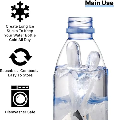 Miniatura 2 de MHOOW Bandejas de cubitos de hielo de silicona para botellas de agua, cavidades de molde de cubitos de hielo, palitos largos de fácil liberación